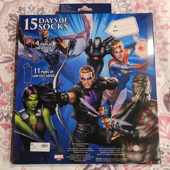 15 Days of Socks Marvel Avengers Men's Advent Calendar Shoe Size 6-12 NWT - Picture 2 of 2